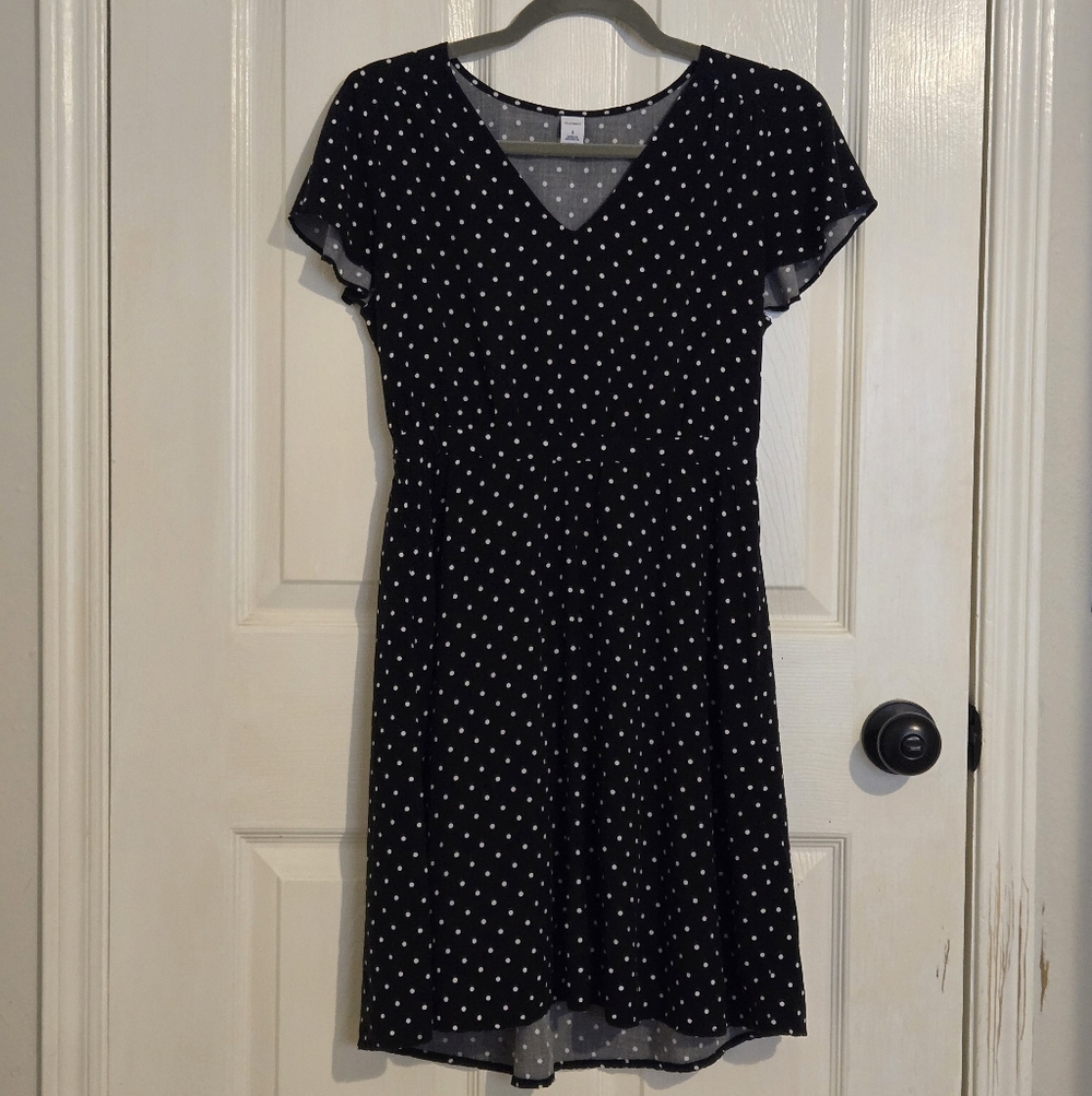 Old Navy Black Dress with White Polka Dots